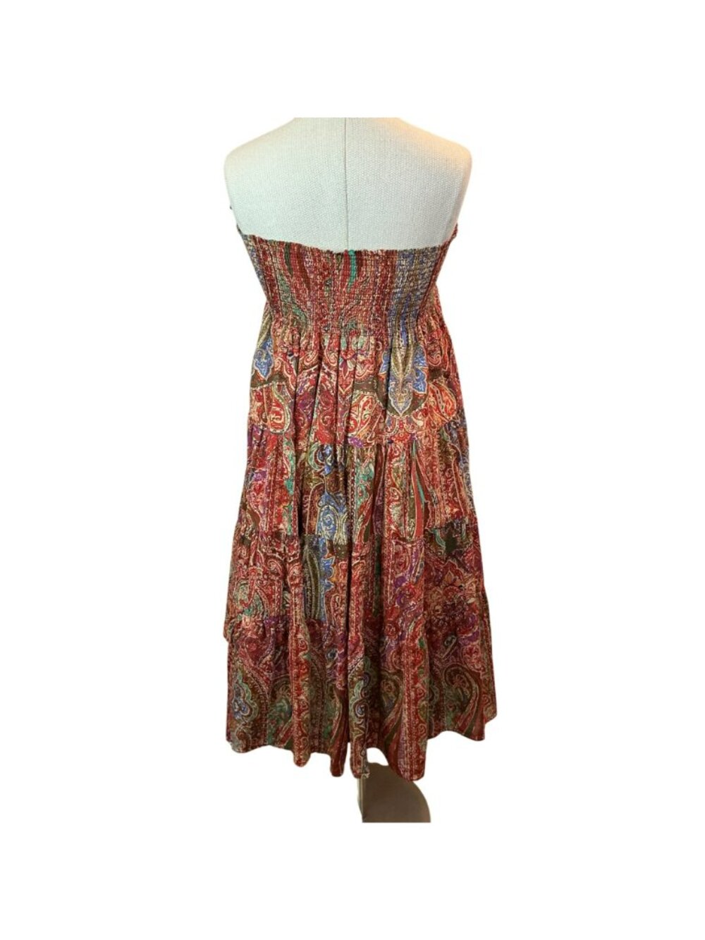 Lauren Ralph Lauren Boho Strapless Maxi Skirt Womens XL Red Paisley Print - Picture 6 of 11